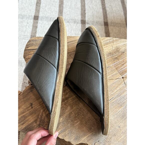 Dries Van Noten Men’s Leather Mule Slippers Slides Green 43 10 US main image 4